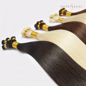 22inch Full Cuticle single donor European Virgin Hair Straight Double Drawn Hand-Tied Weft Bundles