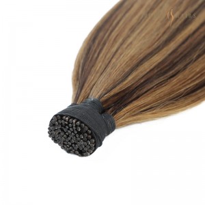 Irun Ouxun I Italologo Awọn amugbo irun Irun Balayage Dudu Brown Adalu Alabọde Irun Bilondi Wundia Irun 28inch 100g-Keratin Bond Irun Awọn amugbooro Osunwon