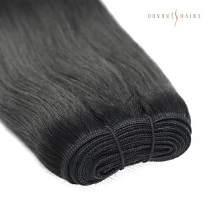 Jet Black Straight Machine Weft #1 100% Human Virgin Hair Extensions: Seamless Elegance and Style