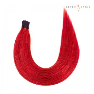 # Red Straight Virgin Remy Human Hair Extensions All Types Pre Bonded Stick/I-Tip #Red-Popular Hair Extension Companies