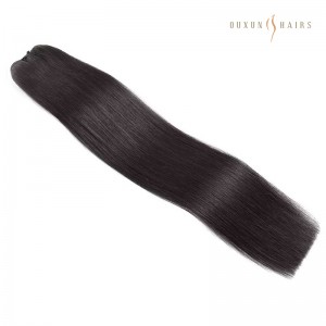 Premium Soft Natural Extensions Hair - Weft Machine, Dark/Baƙar Shade"