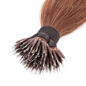 #30 Medium Copper 30 Inch Long Hair Silicone Lined Nano Russian Virgin Human Hair Ring Hair Extensions Virgin Hair Extensions Wholesale