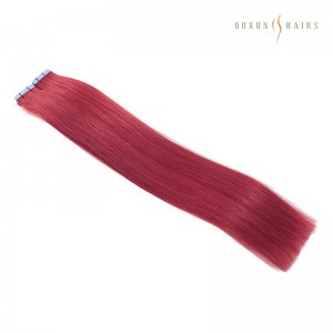 Mga mamamakyaw ng Buhok ng Tao 100% Buhok na Birhen ng Tao, Tape sa Extension ng Buhok na Straight Double Drawn 22inch 100g 40pcs Red Color