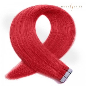 Human Hair Wholesalers 100% Human Virgin Hair, Tape in Hair Extension Straight Double Drawn 22inch 100g 40pcs Red Color