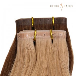 Pu Pull through Seamless Skin Weft Extension with Genius Holes 100% Virgin Human Hair Double Drawn Extensions Weft Hair-អ្នកផ្គត់ផ្គង់សក់មនុស្ស