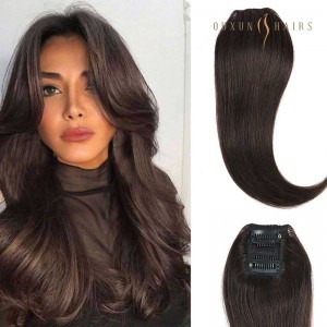 Clip In Volumiser Bangs Layers -Домани ноаён - Клипи ноаён дар донаҳои мӯйи занон Топпер 1 Pc 12″ #1 Jet Black-Brazilian мӯи яклухтфурӯшии инсон