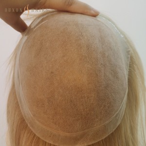 OXTM10 Women’s Topper Hair System Fine Mono PU 360 Perimeter Skin Poly Super Fine Welded Mono Hair System Lady Hair Topper Virgin Human Hair #613 Blonde-Wholesale Wigs Manufacturers