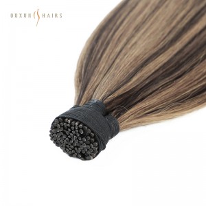 Hair Extension Wholesale Vendors Dark Brown Natural Blonde Highlights Balayage Keratin Microlink I Tip Hair Extensions