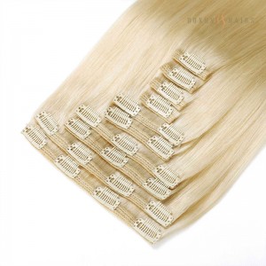 #60 Platinum Blonde Full Head 100 Percent Human Hair Clip in Extensions For Finest Hair-The Hair Extensions Company