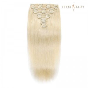 #60 Platinum Blonde Full Head 100 Percent Human Hair Clip in Extensions For Finest Hair-The Hair Extensions Company