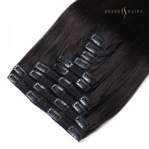 Clip In Hair Extensions Virgin Remy Human Hair Clip On Hair Extensions 7 Pcs 100 g Pack Straight Natural Black 14-34 inch Hair Extensions Virgin Hair Factory