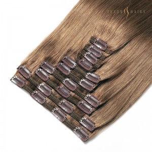 Clip In Hair Extensions #8 Cinnamon Brown Super Long Hair -Hair Extension Wholesalers Full Head 150g 7 pieces Brazilian Remy Hair