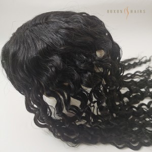 OXTL02 Crown Lace Hair Topper with 1″Pu Poly Around 5.6*5.6 Base Size Curly Black Hair 16inch 100% Chinese Virgin Hair Custom Hair Pieces Wholesale