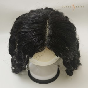 OXTL02 Crown Lace Hair Topper with 1″Pu Poly Around 5.6*5.6 Base Size Curly Black Hair 16inch 100% Chinese Virgin Hair Custom Hair Pieces Wholesale