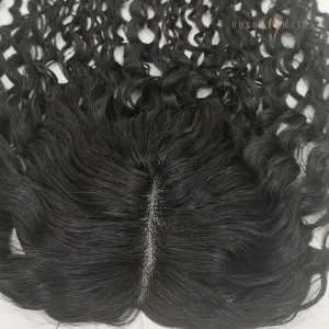 OXTL02 Crown Lace Hair Topper with 1″Pu Poly Around 5.6*5.6 Base Size Curly Black Hair 16inch 100% Chinese Virgin Hair Custom Hair Pieces Wholesale