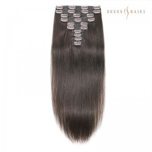 Top Hair Extension Companies Seamless 26 inch Human Hair Extensions Clip In Chinese Virgin Keep Cuticle Hair Dark Chocolate Brown Double Weft Straight