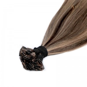 100% Real Remy Human Hair Extensions Pre Bonded Flat Tip Hair Keratin Micro Ring Thick 50g Woman Dark Brown Natural Blonde Highlights -Human Hair Wholesale Suppliers