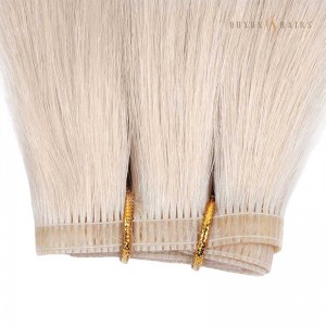 Fashion Source Hair Extensions Wholesale Flat Track Weft With Silk Skin Seamless 22inch Platinum Blonde Hair