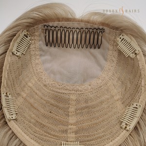 OXTS01 Large Volume 4×4  Handtied Silk Base Hair Topper with Open Wefted Back European Human Hair #18/60 Blended Color Ash Brown to Blonde For White Women Wholesaler