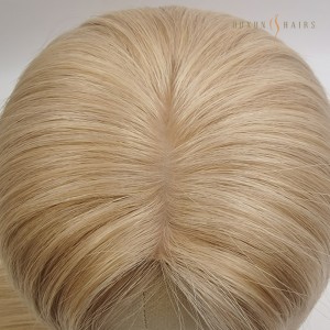 OXTS01 Large Volume 4×4  Handtied Silk Base Hair Topper with Open Wefted Back European Human Hair #18/60 Blended Color Ash Brown to Blonde For White Women Wholesaler