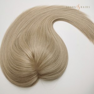 OXTS01 Large Volume 4×4  Handtied Silk Base Hair Topper with Open Wefted Back European Human Hair #18/60 Blended Color Ash Brown to Blonde For White Women Wholesaler