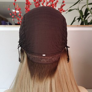 OXJW05 Orthodox Jewish Frum Female Wig Lace Front Wigs #18/22 Brown Root With Warm Blonde Color European Russian Virgin Human Hair Kosher Wigs Hair Coverings for Married Women-Lace Front Wig Manufacturers