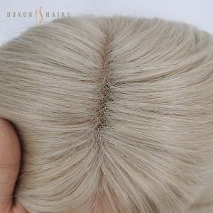 OXTL22 Excellent Women’s Hair Replacement Systems French Lace Skin Poly Pu Around Hair Topper Fitting Supplies Hair Units Natural Remy Virgin Human Hair #18/60 Light Blonde China Hair Factory