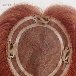 OXTM16 Clip on Mono Human Hair Toppers for Women Ladies Hair Topper for Thinning Hair Hand Made Hairpieces Red Copper Custom Most Realistic Natural Part Hair System-French Lace Wholesale Suppliers