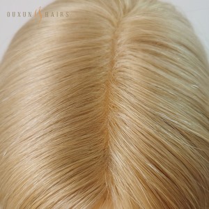 OXTM10 Women’s Topper Hair System Fine Mono PU 360 Perimeter Skin Poly Super Fine Welded Mono Hair System Lady Hair Topper Virgin Human Hair #613 Blonde-Wholesale Wigs Manufacturers