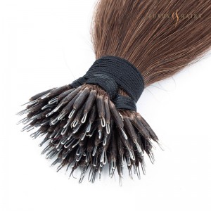 Chestnut Brown Nano Beads Ring Tip Human Hair Extensions 100% Remy Full Head Hair Thick 200G Nanolink Hair Extensions-Chinese Hair Extension Suppliers