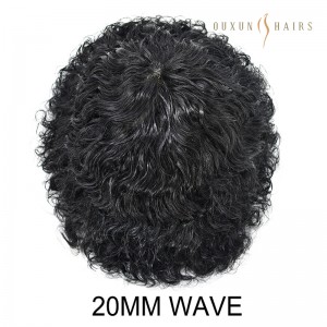 OXVM01 Afro Toupee for Black Men Brazilian Human Hair Piece African American All V-Loop Ultra Thin Skin Hair Replacement System 8x10inch Hair Unit Wig-Hair System Supplies