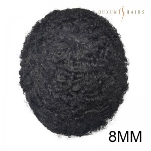 OXVM01 Afro Toupee for Black Men Brazilian Human Hair Piece African American All V-Loop Ultra Thin Skin Hair Replacement System 8x10inch Hair Unit Wig-Hair System Supplies