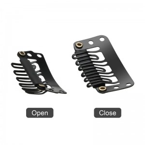 Wig Clips U Shape Metal Clips With Soft Rubber 6 Teeth Stainless Steel Materials for Hair Extensions DIY, 1.25inch (Black) Metal Clips With Soft Rubber