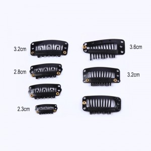 Wig Clips U Shape Metal Clips With Soft Rubber 6 Teeth Stainless Steel Material for Hair Extensions DIY, 1.25inch (Black) Metal Clips With Soft Rubber